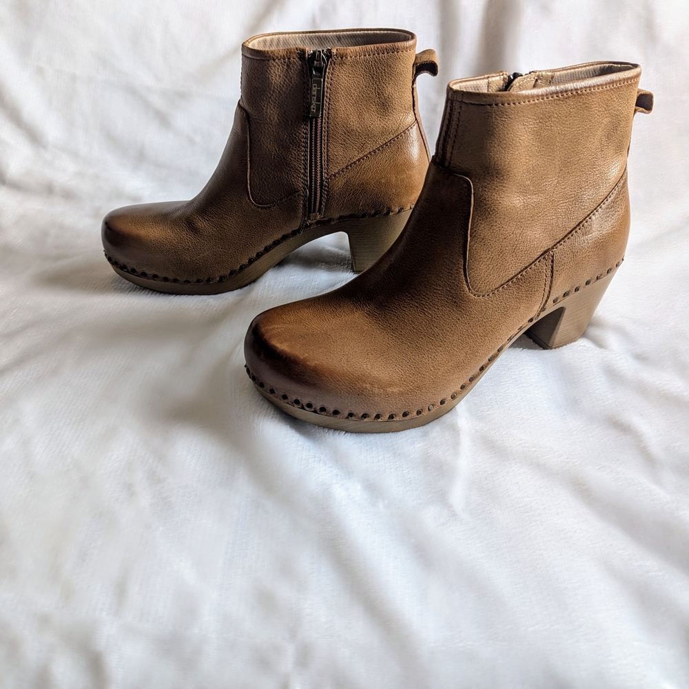 Dansko Tan Leather Ankle Booties